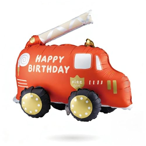 XL Folienballon Feuerwehrauto Feuerwehr Fahrzeug Ballon Deko ca. 55 x 56 cm - Party Luftballon Auto Geburtstag Deko Helium Heliumballon XXL Ballon LKW Baustelle Feuerwehr