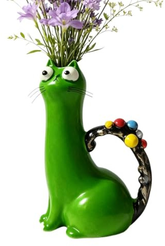 Katzen Vase aus Harz, Handgefertigte Lustige Katzenfigur als Blumenvase, Skurrile Tischdekos für Wohnzimmer Büro, Süße Geschenke für Katzenliebhaber Frauen (3D Katzen Deko)