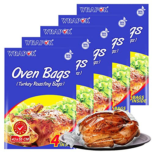 WRAPOK Sacs Cuisson Petit Four et Micro-Ondes - 20 Sacs (43 x 55cm) pour la Viande de Poulet à la Dinde Poisson de volaille Poissons Fruits de mer