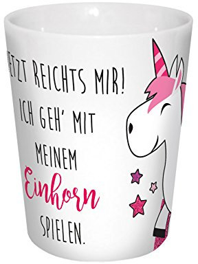 infinite by GEDA LABELS 15905 Unicornio Jugar Porcelana Taza V de Mug Aproximadamente 300 ml, Blanco/Rosa, 8,5 x 8,5 x 10 cm