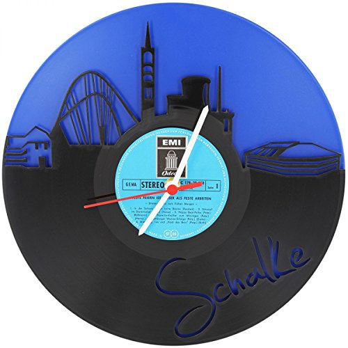 GRAVURZEILE Schalke Fan-Uhr Aus Vinyl Schallplatte - Wanddeko Upcycling Design - Vintage Retro Wand-Dekoration Made in Germany