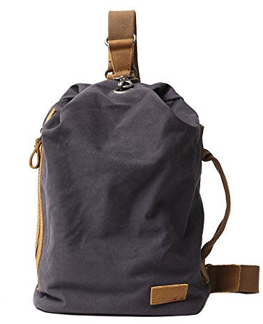 Neuleben Vintage Sling Rucksack Schulterrucksack Canvas Daypack Brusttasche Retro Schultertasche Klein Damen Herren für Reise Outdoor Sport Freizeit (Dunkelgrau)