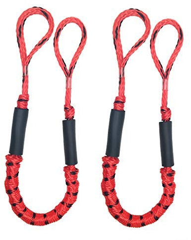 Bungee Dock Ties Stretch Dock LINE Boat Marine Mooring Rope 3.5 ft Red& Black Spot 2 Pack