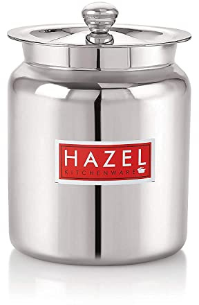 Hazel Stainless Steel Oil/Ghee Storage Container, 1.1 Litre, Silver