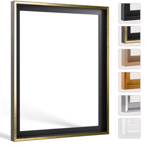 Bildershop-24 Schattenfugenrahmen mit Schattenfuge Lemgo Rahmen für Keilrahmenbilder und Leinwände 100 X 150cm Schwarz Goldglanz Antik
