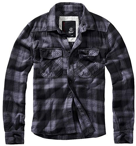 Check Shirt Long Sleeve, Farbe: Black+Stee, Größe: 6XL