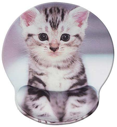 Jahosin Mauspad mit Handgelenkstütze, Pure Black Ergonomische Handgelenkauflage,bequemes Memory Foam Anti-Rutsch-Handgelenkpolster für Computer und Büro-25x23 cutecat