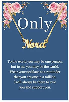 SANNYRA Personalisierte Namenskette mit 18 Karat Echtgold vergoldet Geschenk für Damen, Gold, Messing, Kein Edelstein