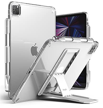Ringke Fusion & Outstanding Compatible con Funda iPad Pro 11 Pulgadas (2022, 2021, 2020, 2018), Carcasa Transparente Fina + Soporte Ligero Portátil Multiángulo Adhesivo Gris - Clear/Light Gray