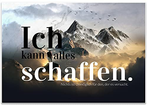 wandmotiv24 Poster als Wanddeko, Größe 100x70cm, Ich kann Alles schaffen, Berge, Moderne Wanddeko, Wandbilder, Deko, Bild M0001
