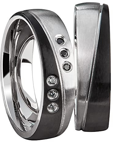 Schmuck Depot Eheringe Partnerringe Verlobungsringe Edelstahl mit Zirkonia + Gravur Antragsringe Trauringe Eheringe