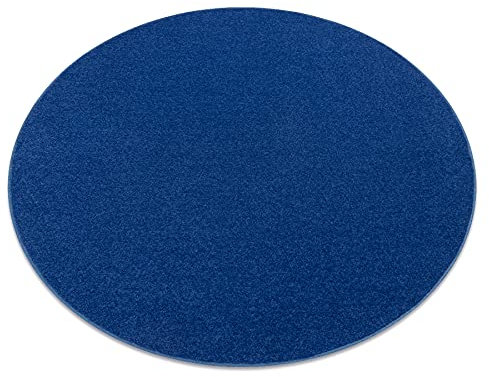 rugsx Einfarbiger Teppich Eton für Zimmer, Wohnzimmer, Schlafzimmer, Teppichboden Auslegware, Blau Verschiedene Größen, Kreis 133 cm
