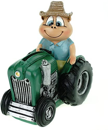 Udo Schmidt Spardose Bauer auf Traktor 15 cm Bauernhof Träcker, Mehrfarbig, 12 x 11 x 8 cm