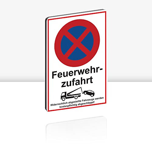 XXL Feuerwehrzufahrt freihalten Schild 30 x 40 cm Alu 3mm Alu-Dibond stabile Aluminiumverbundplatte Feuerwehr Einfahrt freihalten mit UV-Schutz von STROBO