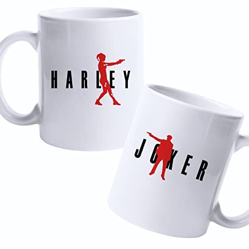 Whale Tazze Innamorati Joker e Harley Quinn - Ceramica, 2 Pezzi, Bianco, 9,5 cm x 8 cm - Idea Regalo San Valentino e Anniversario