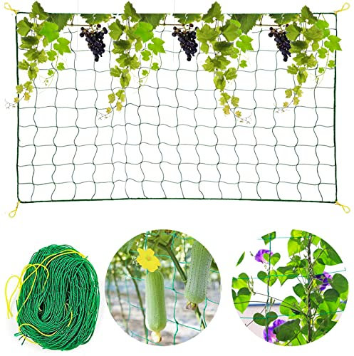 jiuzcare Filet à Plantes Grimpantes, 1.8 * 3M Treillis Jardin Filet Support Plante Grimpante Potager Treillis Jardin Filet avec Grande Mailles Filet à Ramer pour Récolte de Concombres, Tomate [Vert]