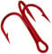 Conskyee 100pcs Fishing Treble Hooks Size 4 High Carbon Triple Barbed Steel Fish Hooks (Red)