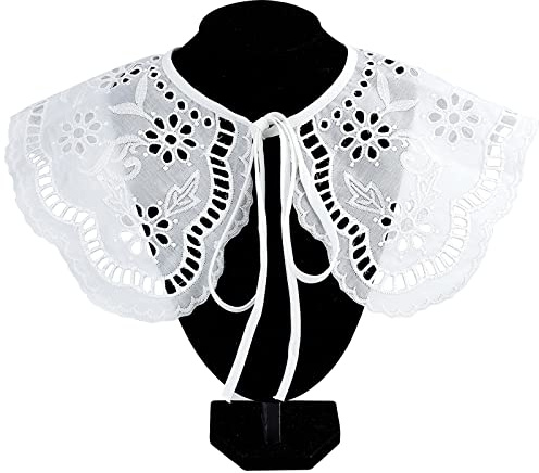 GORGECRAFT Bestickter Fake-Kragen Weiß Ausgehöhltes Design Abnehmbarer Falscher Kragen Baumwolle Dekorativer Ausschnitt Hemdrevers Für Frauen Kleid Bluse Nähen Applikationen DIY-Kleidungszubehör