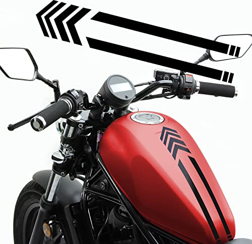 Motorrad Tankhaube Aufkleber, Aufkleber mit Pfeil Seitenstreifen für die Motorradkarosserie Streifen Wasserdicht DIY Aufkleber Motorrad Shell Aufkleber Dekoration Racing Stripes Aufkleber, Schwarz