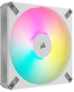 Corsair iCUE AF140 RGB ELITE de 140 mm Ventilador PWM - Ocho LED RGB - Tecnología AirGuide - Rodamiento Dinámico por Líquido - Compatible con el Software CORSAIR iCUE - Blanco