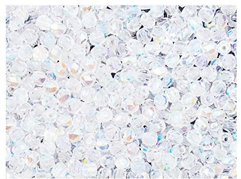 600 cuentas de cristal checas facetadas, redondas, 3 mm, cristal AB