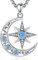 EUDORA Harmony Ball Collana in Argento Sterling con Luna e Stella per Donna, Stella Polare a Mezzaluna Gioielli con CZ Regalo per la Festa Della Mamma per Figlia Moglie, 20 più 2 Extender