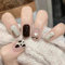 24 pièces/ensemble Faux ongles Ongles en acrylique Ongles couvrants Brillance longue durée Convient aux femmes et aux jeunes filles (Thé noir)