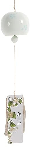 Homoyoyo Japanese Wind Chimes for Outside: Japanisches Windspiel aus Keramik mit Kirschblütendekor Musikalische Windglocke für Garten, Terrasse und Innendekoration Handgefertigtes Geschenk Blau