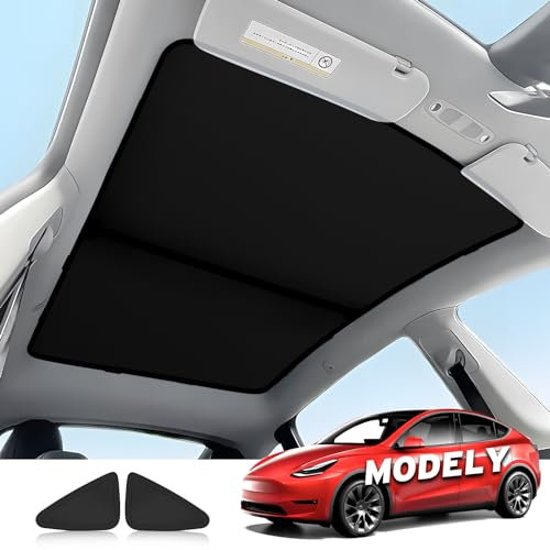Epltion Parasol de Techo para Tesla Model Y, 2 en 1, de Cristal de Hielo, para Tesla Model Y 2021-2023, Tesla Model Y, parasoles Triangulares, protección UV/Sol, Aislamiento térmico, no se Hunde