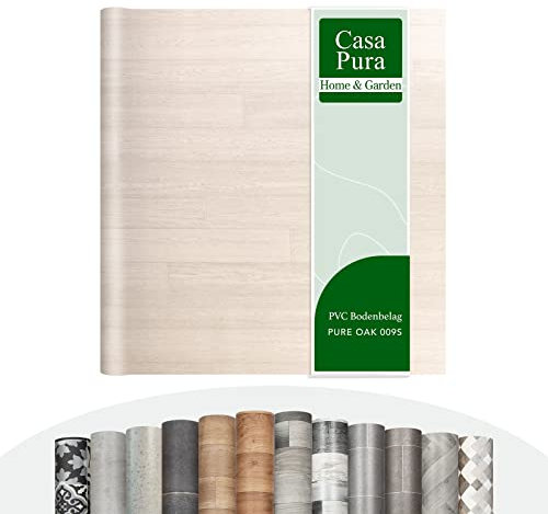 casa pura Atlantic - Revestimiento de suelo de vinilo espumado, al metro, efecto madera, baldosa y piedra, para cocina, baño y salón (Roble Puro 009S, 100 x 150 cm)