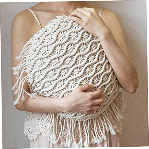 Obelunrp Boho -Kissenbezüge, 40 cm/15,7 -Zoll -handgewebte runde Kissenbedeckung mit Quasten, bohmianer Kissenbezug aus Baumwolle, heimates dekoratives Kissengehäuse für Sofa -Bettauto (einzige