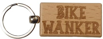 Decalarama Bike Keyring Gift Bike Wanker Cute Engraved Wooden Bicycle Rider Key Fob Fun Novelty Nice Custom Present