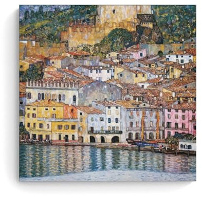 Gustav Klimt Malerwerk (Malcesine am Gardasee), Poster, Kunst, Leinwand, Gemälde, Dekor, Wanddruck, Foto, Geschenke, Zuhause, moderne Dekoration, 50 x 50 cm