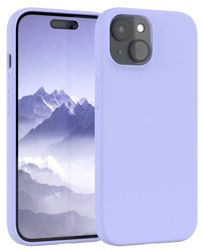 EAZY CASE Premium Silikon Handyhülle kompatibel mit iPhone 15 Slimcover mit Kameraschutz und Innenfutter, Silikonhülle, Schutzhülle, Bumper, Handy Case, Hülle, Softcase, Lavendel Lila