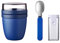 Mepal - Klapplöffel Set mit Lunchpot Mini Ellipse - Praktischer Joghurtbecher & Müslibecher - Unterteilung für Joghurt & Müsli - Geeignet für Gefrierschrank, Mikrowelle & Spülmaschine - Vivid Blue