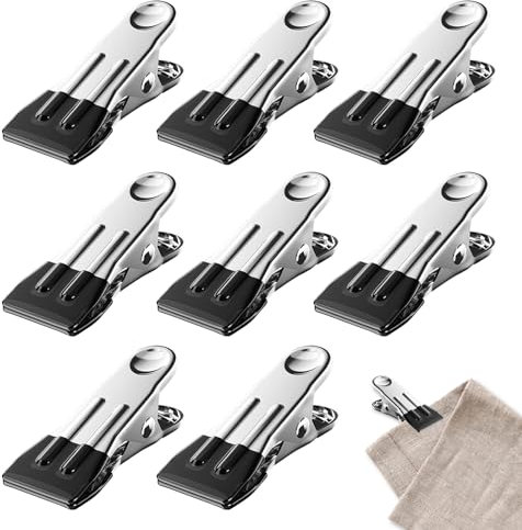 Lot de 8 Pinces à Linge en Acier Inoxydable - Antidérapantes - sans Empreinte Pinces à vêtements Robustes pour pour vêtements, Serviettes, Chaussettes, fichiers en Papier, collations, Photos (Gris)