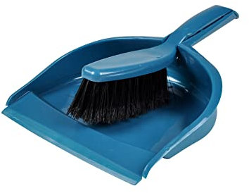 Homéa, Pelle et Balayette Plastique avec Rebord en Gomme Bleu Paon