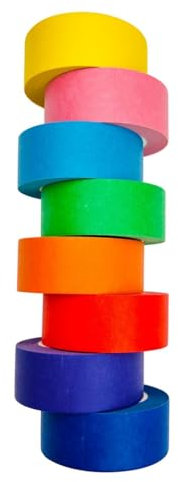 8 Rotoli di Nastro Adesivo Colorato, Nastro Adesivo Washi Arcobaleno per Decorazioni, Artigianato, Scrapbooking, Artigianato Artistico per Bambini, Carta Adesiva per Etichettatura DIY 25mm * 13m