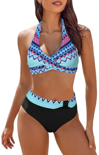Damen Bikini Set U Ausschnitt Rückenfrei Bandeau Bikini Bademode Cut Out Zweiteiliger Badeanzug Swimsuit String Bikini Damen Sexy Bikini Damen Set Push Up Sexy Weiss Bikini Damen High Waist Set