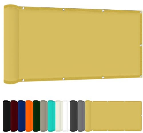 Sonnensegel Wasserdicht 75 x 350 cm Windschutz Rechteck Sonnensegel Quadrat Uv-Schutz-Polyestergewebe mit Seil Beschattungsnetz für Pool Schwimmbad Und Gewächshaus, Creme Farben