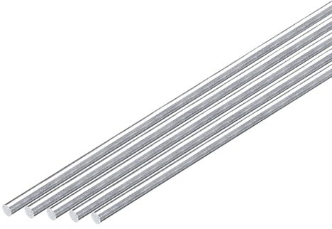 sourcing map 20Pcs 1/8(3mm) Dia Round Aluminum Rod, 4(102mm) Long 6061 Aluminum Round Rod Solid Lathe Bar Stock for Industry Construction DIY Crafts