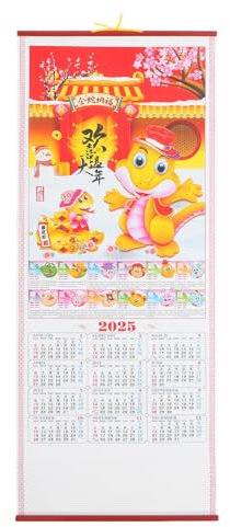 Operitacx Chinesischer Kalender 2025 Wandkalender, Scroll Rattan Monatskalender Schlangen-Jahreskalender Täglich Wöchentlich Monatlich Jährlich Familienplaner Arbeitsplaner
