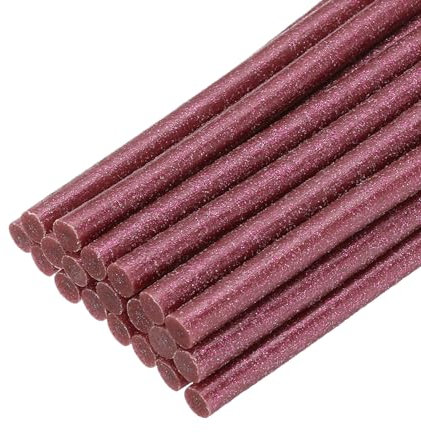 QUARKZMAN 20pz Stick Colla a Caldo per Pistola Colla a Caldo 7mm x 100mm/0,27 x 4 Mini Bastoni di Colla a Caldo Adesiva Rosso Glitterato