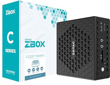 ZOTAC ZBOX CI337 Nano Fanless Silent Mini PC Intel Processor N100, Intel UHD Graphics, HDMI, DisplayPort, No Memory/Storage/OS Barebones System, ZBOX-CI337NANO-BE/BE1/J/U/K/AUS