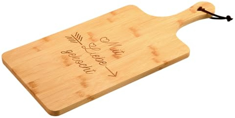 KESPER | Servierbrett mit Herz, Bambus, 55 × 25 cm | 58394 | Liebevolle Gravur und Lederschlaufe zur dekorativen Aufbewahrung