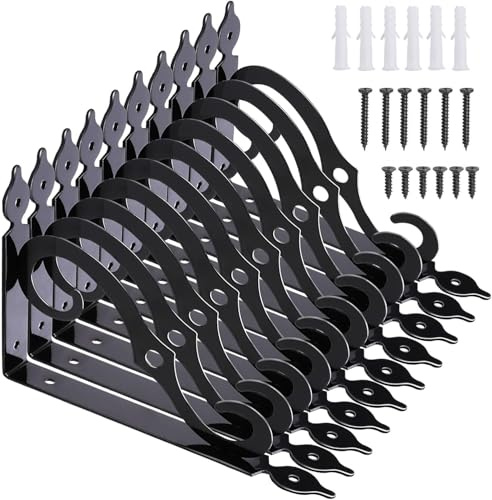 ausurme 10 Pack Decorative Shelf Brackets, 7.4 Inch, Black, L Shape | L Bracket for Shelves, Wall Mounted Shelf Bracket, Heavy Duty Shelf Brackets, Metal Corner Brace, Shelf Support with Screws