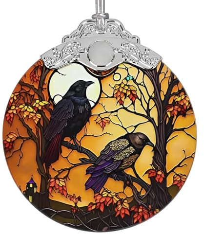 2024 Ornamente für Weihnachtsbaum, Zmoicky Buntglas Weihnachtsschmuck, Weihnachtsbaumschmuck, Weihnachtsschmuck Räumung, Geschenkaustausch Ornamente, Kugel Geschenk - Mysterious Crow