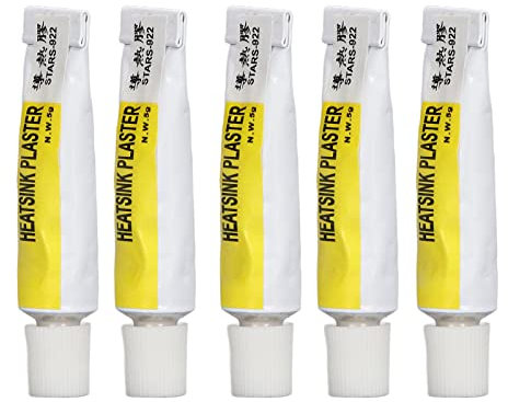 CPU Thermal Paste, Insulated Thermal Silicone Grease for 3D Printer, Heat Resistant White Paste, 5 X 5g Tubes, Strong, Safe for Electronics