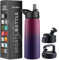 1180ml Triple Walled, Insulated Water Bottles with Straw - Stainless Steel Metal Bottle W/ 3 Leak Proof Lids - For Travel, School, Sports, Gym/Men, Women (Dreamy Purple)