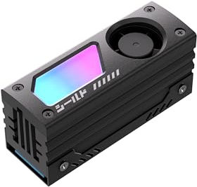 EZDIY-FAB Shield Dissipateur ARGB SSD M.2 avec Ventilateur PWM Intégré de 20mm, Refroidisseur Haute Performance en Aluminium Premium, Synchronisation ARGB 5V 3-Pin pour M.2 2280 - Noir - 1 Pièce